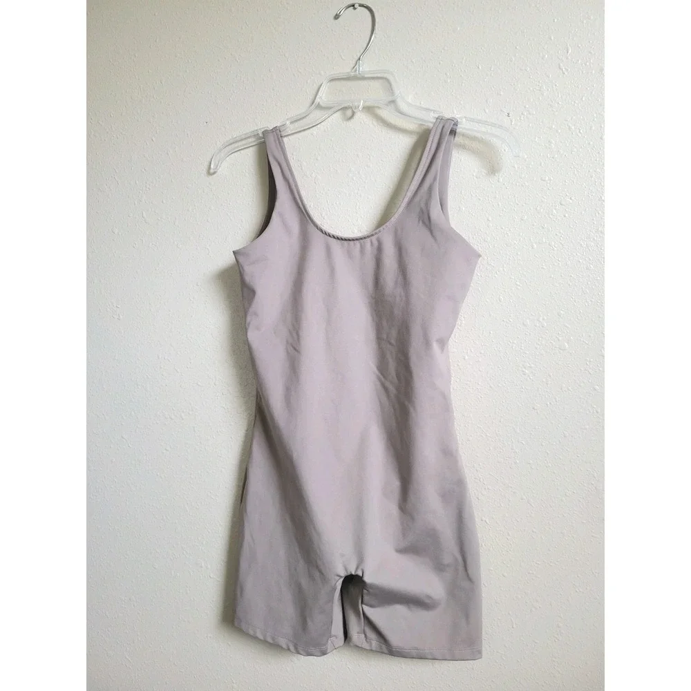 Girlfriend Collective Women's Romper Bodysuit  Unitard‎ Jumpsuit Tan Size M